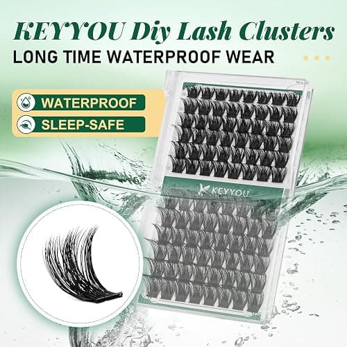 Lash Clusters 96pcs Individual Lashes Y02 D Curl 10-18MIX Cluster Lashes KEYYOU Volume Wispy Lash Extension Soft&Comfortable Easy DIY at Home(Y02,D-10-18MIX) thumbnail 2