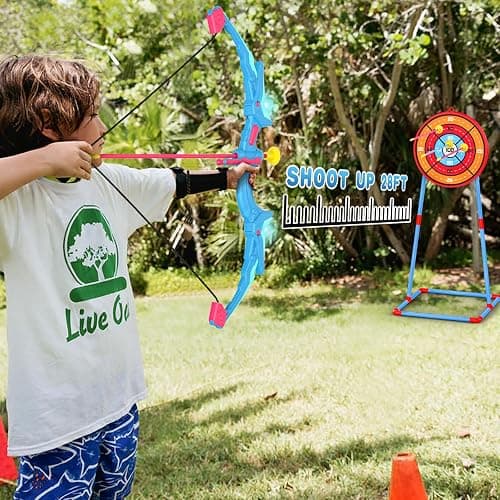2 Pack of Kids Bow and Arrow Set, Light Up Archery Toy Set with 14 Suction Cup Arrows & Standing Target, Perfect Kids Indoor and Outdoor Toys Birthday Gifts Ideas for 4 5 6 7 8 9 10 Year Boys Girls thumbnail 5