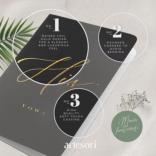 ARTESORI Premium Wedding Vow Book for Her & Him, Soft Touch, Gold Foil, 28 Lined Pages, Wedding Vow Books His and Hers, Wedding Essentials, Wedding Registry Ideas, His and Hers Gifts [Ivory & Black] thumbnail 5
