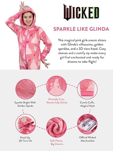 WICKED Girls Onesie, Glinda Pyjamas, Glinda Onesie For Kids, Kids Onesies, Ages 5 To 13 Years thumbnail 2