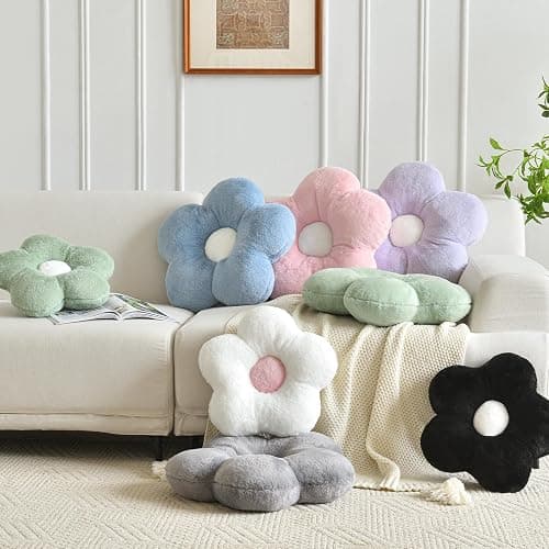 ZCNYCLAM Flower Pillows, Soft Flower Shaped Pillow with Home Decorative for Couch Chair Bed,Flower Floor Throw Pillows for Adults Bedroom Living Room (White, 15 Inches) - 15 Inches - White thumbnail 8