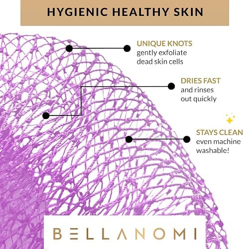 BELLANOMI African Exfoliating Net Sponge, Authentic, Ethically sourced from Nigeria, 45 inches Long, Back Scrubber for Daily use (Lilac) thumbnail 6