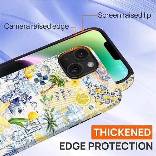 COTAIL Case for iPhone 13 14, Cute Phone Case, Lemon Summer Collage | Hybrid 2-Layer Phone Cover，Military-Grade Protection Durable Shockproof Anti-Scratch Cases thumbnail 6