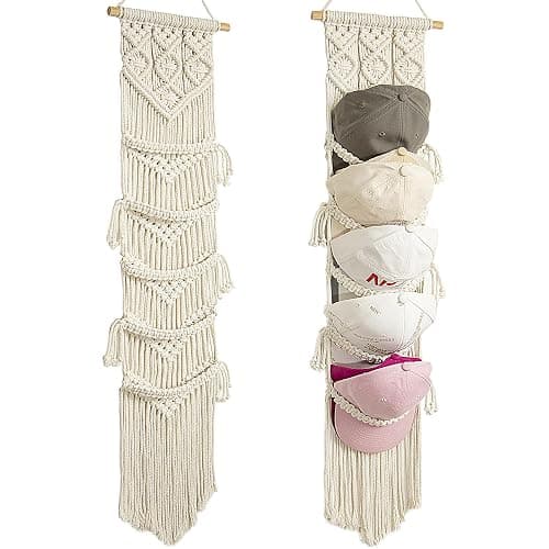 jontell Boho Baseball Cap Hanger-1 Pack-Macrame Hat Organizer for Ball Caps Holder Over Door, Hat Rack for Wall, Cap Rack for Decoration and Display, Boho Handmade Cap Display thumbnail 9