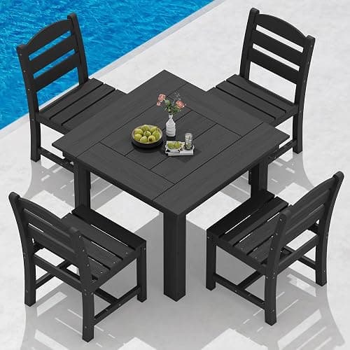 SERWALL HDPE Outdoor Square Dining Set for 4 | with Armless Chair Seat - Image 1