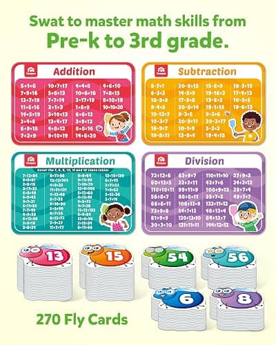 Coogam Math Counting Game, Math Manipulative Learning Swat The Fly Cards, Practice with Addition, Subtraction, Multiplication & Division, 1st 2nd & 3rd Grade Educational Toy for Homeschool thumbnail 4