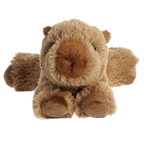 Aurora Mini Flopsie 9" Charlie Capybara Adorable Stuffed Animal | Compact tummy-lying animals with bean-filled stability thumbnail 2