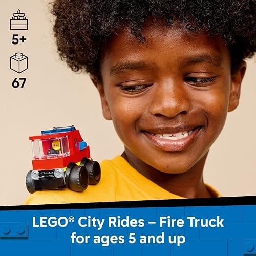 LEGO City Rides – Fire Truck Building Toy for Kids - Emergency Pretend Play for Boys & Girls, Ages 5+ - Toy Truck W/Raisable Ladder & Firefighter Junior Minifigure - Gift Idea for Birthdays - 60482 thumbnail 2