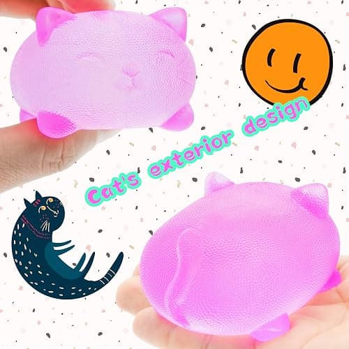 Stress Cat Toy, Stretch and Squeeze Stress, Cute Cat Toy for Anxiety Relief, Birthday, Christmas, Office, Stocking Stuffer Gift, Toy Cat for Pulling thumbnail 3