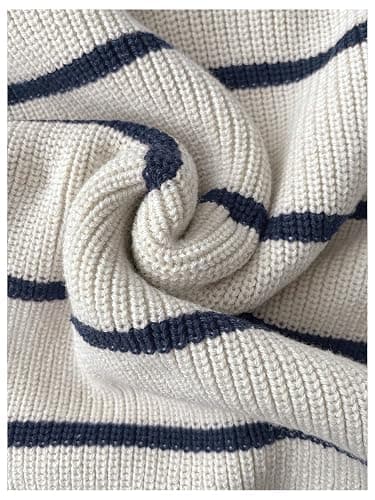 Floerns Women's Collared Striped Sweaters Preppy Oversized Knit Fall Pullover Sweater thumbnail 5