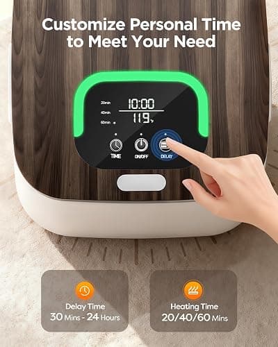 Hot Towel Warmers for Bathroom, Large Blanket Warmer for Home, 23L Heated Towel Warmer Bucket with 24h Delay Timer, Safety Child Lock, Auto Shut Off,LED Screen & U-Shaped Light, Luxury Wooden thumbnail 4