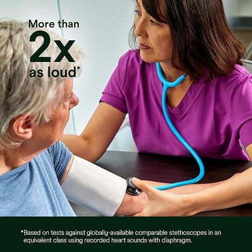 3M Littmann Classic III Monitoring Stethoscope, 5623, More Than 2X as Loud, Weighs Less, Stainless Steel Chestpiece, 27" Caribbean Blue Tube thumbnail 4