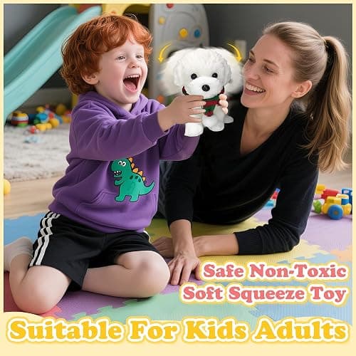 Big Taba Squishy, Cute Teddy Dog Squishy Toys, Handmade Ultra Soft Squishy Fidget Toys, Silicone Squeeze Toys for Kids & Adults, Stress Relief Gifts for Relaxation & Sensory Play (White Teddy Dog) thumbnail 2