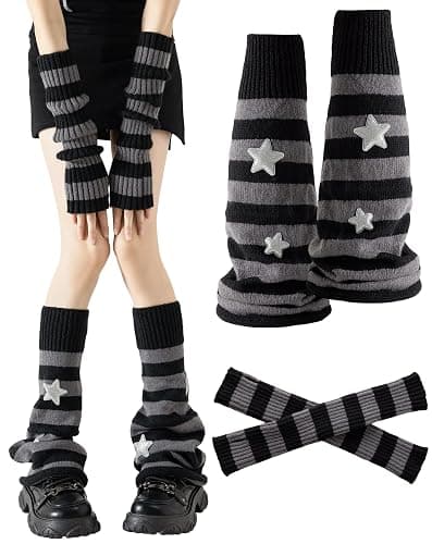 Yawlsow Y2K Stulpen Damen Armstulpen Set Armwärmer und Beinwärmer Stern Kawaii Lolita Gothic Streetwear Grunge Accessories für Frauen Mädchen - Image 1