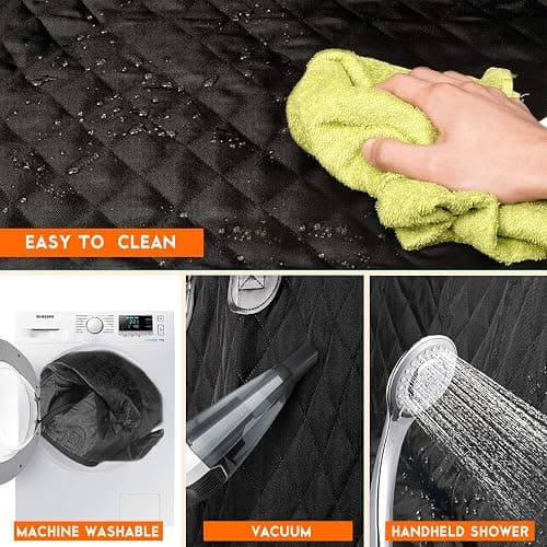 Yuntec Dog Car Seat Cover, Back Seat Cover for Dogs Pet Car Seat Protector Waterproof Bench Car Seat Cover, Non-Slip Reat Seat Cover fits Middle Armrest for Most Cars Trucks SUVs - Black thumbnail 7