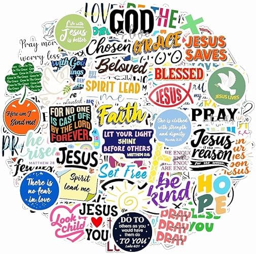 300PCS Inspirational Christian Stickers, Vinyl Waterproof Jesus Bible Verse Stickers for Prayer Board Scrapbook Water Bottle Laptop Journaling, Religious Faith Christian Gifts for Women Men Kids - Image 1