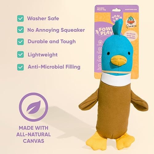 Yomp Plush Duck Dog Toy – Durable Stuffed, No Squeaker Dog Toys with Natural Canvas and Crinkle Paper – Interactive Stuffed Animal for Dogs (Quacker) thumbnail 4