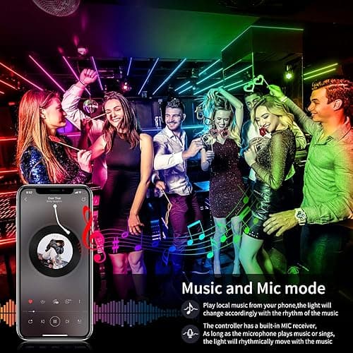 AILBTON Led Strip Lights,60ft Music Sync Color Changing, Built-in Mic,Bluetooth App Control LED Tape Lights with Remote,5050 RGB Rope Light Strips thumbnail 5