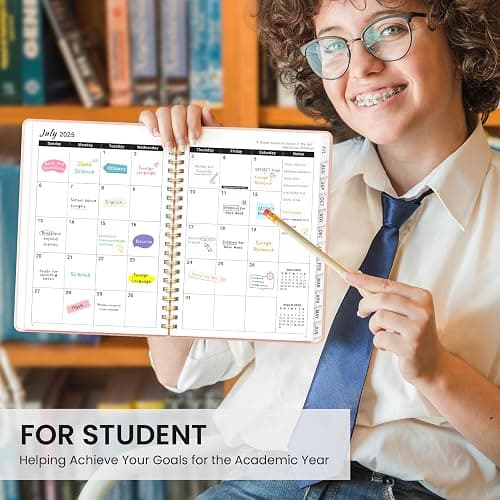 Academic Planner 2025-2026 For Women & Men, Monthly and Weekly Calendar Planner, Jul 2025 - Jun 2026, A5 (6.3" x 8.5"), Teacher Student Planning Book with Tabs, Ideal for Office School Supplies - Pink - (6.3"x8.5") A5 - A-Pink thumbnail 7