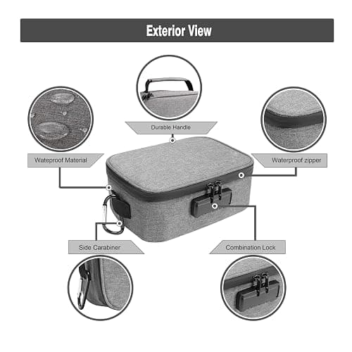 Large Standard Smell Proof Bag with Combination Lock, Water-Resistant file Organizers Conatiner Case for Travel and Home, Medicine Storage Box, Great Gift for Friends, Grey thumbnail 5