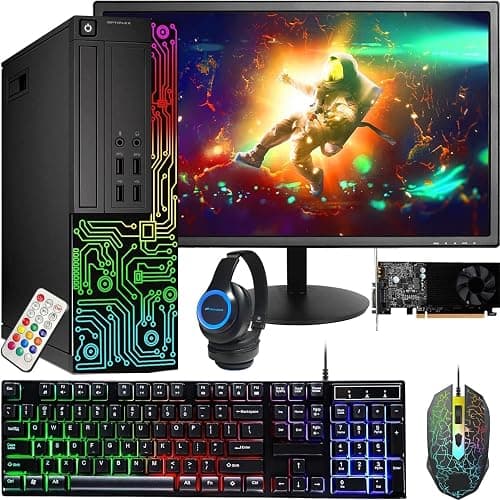 Dell RGB Gaming Desktop PC Computer, Intel Core i5 CPU, GeForce GT 1030 2G, 16GB RAM, 512GB SSD, 24 Inch HDMI Monitor, RGB Keyboard & Mouse & Headset, WiFi, Windows 11 Pro (Renewed) - Image 1