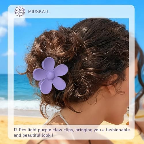 12 Pcs Claw Clips, Multi-Shapes Hair Clips for Women Girls, Non-Slip Large Jaw Claw Clips for Thick Thin Curly Hair Accessories (Purple) thumbnail 6