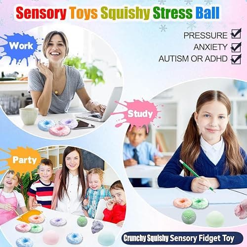 2PCS Crunchy Squishy Stress Ball for Kids & Adult, Soft Crunchy Stress Ball | Shapeable Sensory Squeeze Fidget Toys, for Anxiety Stress Relief Focus Relaxing, for Office Travel Student Classroom Prizes thumbnail 3