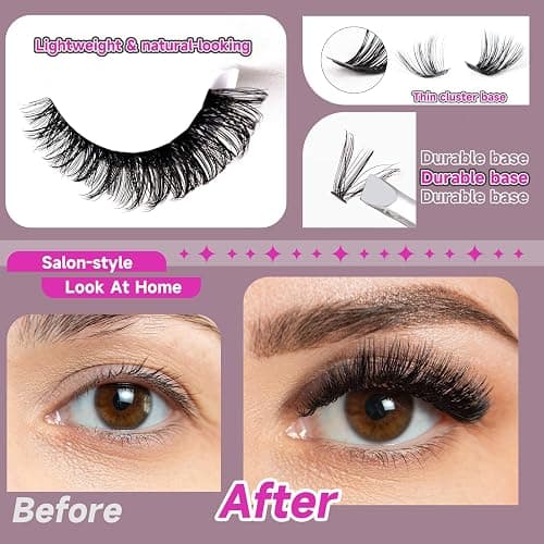 Ocean Pearl Lash Clusters 320pcs 3D Thick Lash Clusters kit 60D+80D Lashes,Eyelashes,Lash Extension Kit,Eyelash Clusters with Lash Bond&Seal&Remover&Tweezers,Lashes Clusters Eyelash Extensions Kit thumbnail 7