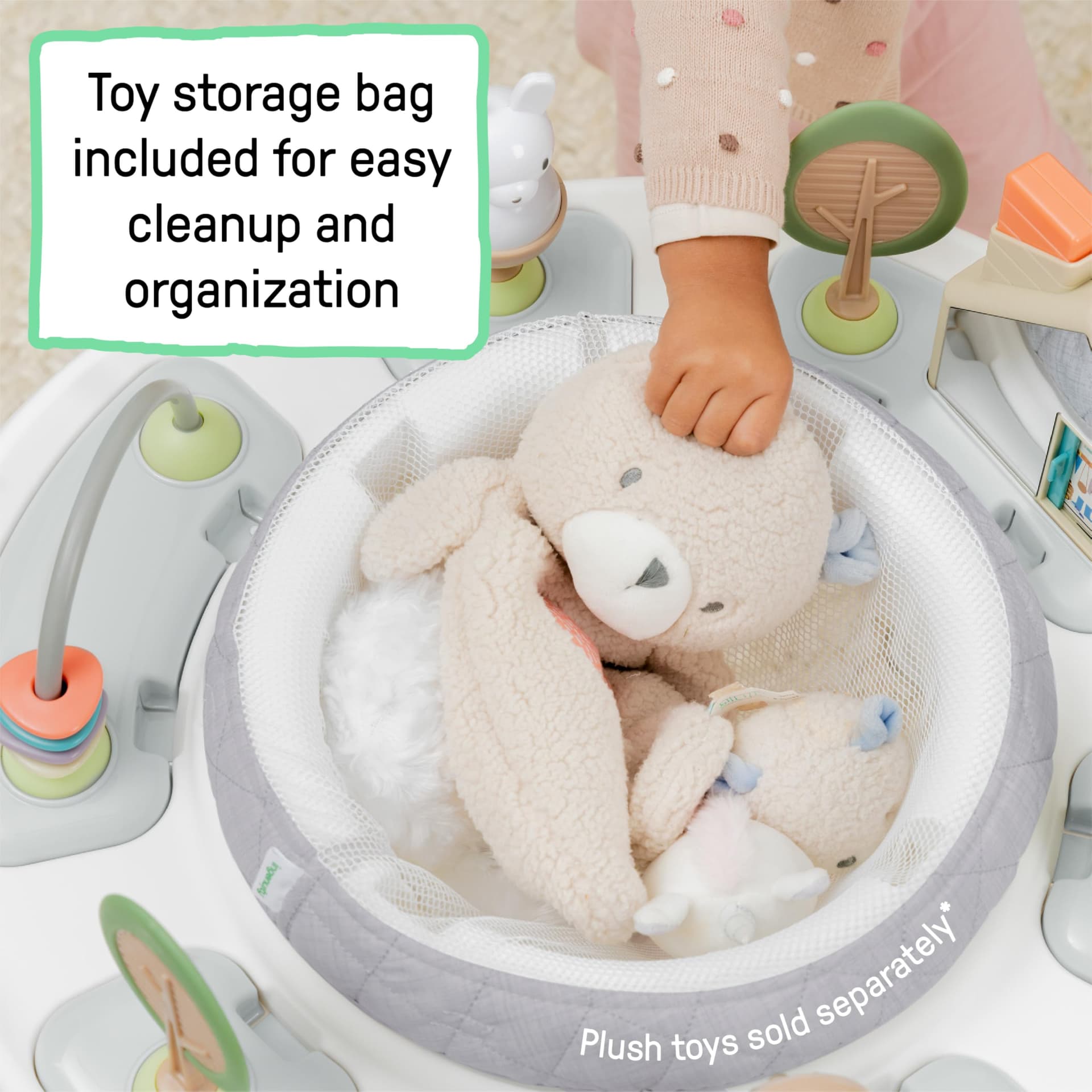 Ingenuity Spring & Sprout 2-in-1 Baby Activity Center Jumper and Table with Infant Toys - Ages 6 Months +, First Forest thumbnail 6