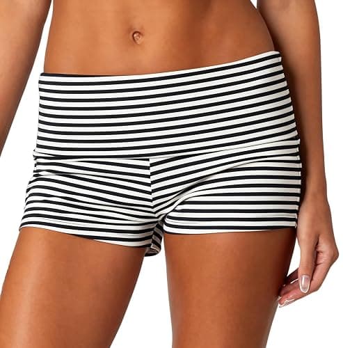 KMBANGI Womens Fold Over Shorts Elastic Waist Y2k Lounge Shorts Foldover Cute Pajama Micro Bottoms Mini Shorts Sleepwear - Image 1