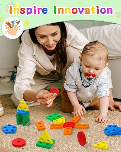 Yetonamr Montessori Toys for 1 2 3 Years Old Boys Girls Birthday Gifts, Wooden Sensory Toys for Ages 2-4 Kids Baby, Toddler Learning Toy Activities Puzzles Ages 1-3 thumbnail 2