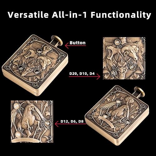 IUSTIDIE All-in-1 Spinner DND Dice, Press-to-Roll Metal Dice Spinner | Unique Mechanical Design, Gift Box, Compatible with Dungeons and Dragons RPG Tabletop Role-Playing Games thumbnail 3