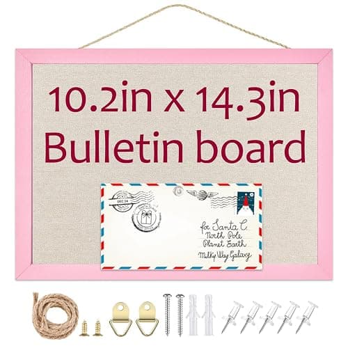 Linen Bulletin Board,10.2"x14.2" Pink Wood Frame Bulletin Boards,Beige Linen,Small Pin Board for Home Kitchen Office Decorative(PK-2636) thumbnail 8