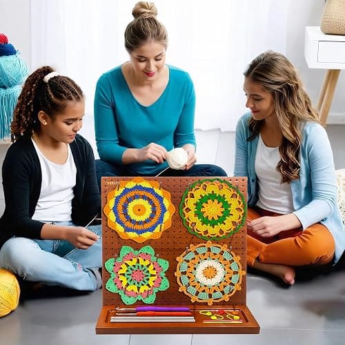 Crochet Blocking Board with 16 Pegs, 11x11 Inch: Granny Square Blocking Board - Gifts for Women, Mom, and Mother, Blocking Boards for Crochet Projects thumbnail 6
