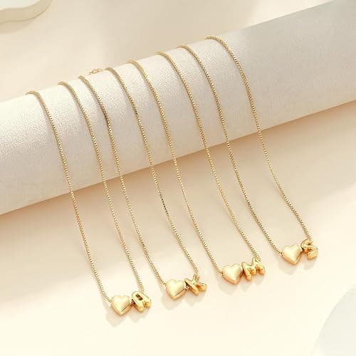 Decholly Christmas Gifts for Grandkids Teen Girls - 14K Gold Plated Dainty Heart A-Z Initial Letter Necklace Teen Girls Gift Trendy Stuff Birthday Gifts for 5 6 7 8 9 10 Year Old Girls Gifts thumbnail 6