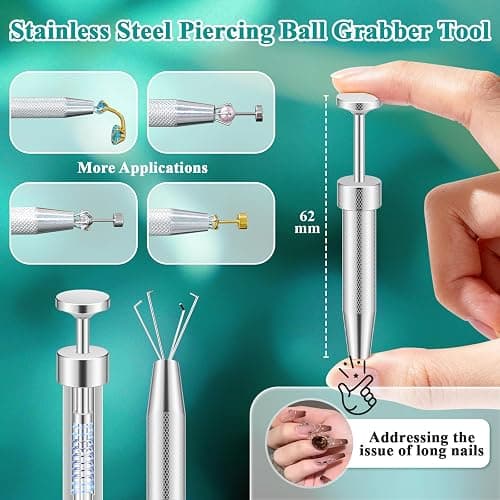 Accirrch Upgraded Anti-slip Piercing Taper Ball Grabber Tool for Changing Jewelry - 16G 18G Stainless Steel Threadless/Threaded Insertion Pin, Hypoallergenic Nickel-free Lead-free Body Piercing Kit thumbnail 4