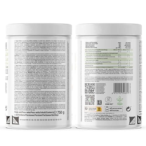 Weider Vegan Protein (750g) Gusto Cioccolato. Proteine Vegane 21g/dose isolate di piselli e riso, Con Vitamina B12 e Stevia, Senza Glutine, Senza Zucchero, Contenitore 50% Riciclato, 100% Riciclabile - 750g - CIOCCOLATO BROWNIE thumbnail 7