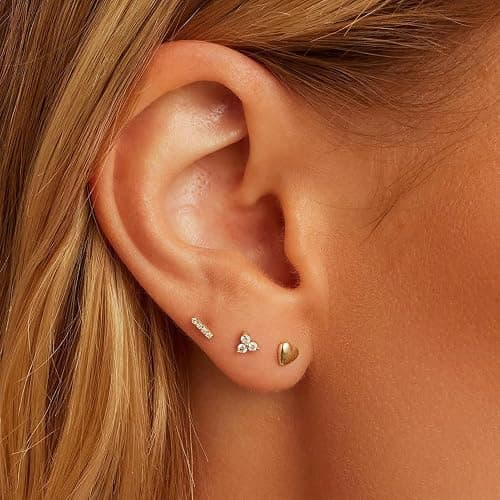 82 Pairs Gold Earrings for Women Trendy, Pearl Bow Small Hoop Stud Earrings Pack, Earring Set Multiple Piercing for Birthday Party Gift thumbnail 7