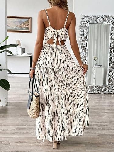 Narecte Women Summer Beach Dresses Maxi Dress Spaghetti Strap Flowy Casual Dress Bohemian Dresses for Vacation & Holiday thumbnail 2