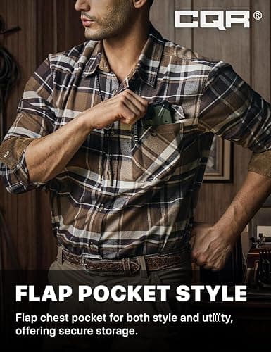 CQR Men's 100% All Cotton Button Down Flannel Shirts, Long Sleeve Brushed Warm Soft Casual Outdoor Plaid Shirt thumbnail 6
