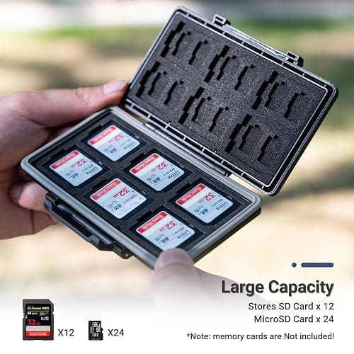 36 Slots Memory Card Case Water-Resistant Anti-Shock Memory Card Wallet for 24 Micro SD SDXC SDHC TF Cards and 12 SD SDXC SDHC Cards thumbnail 2
