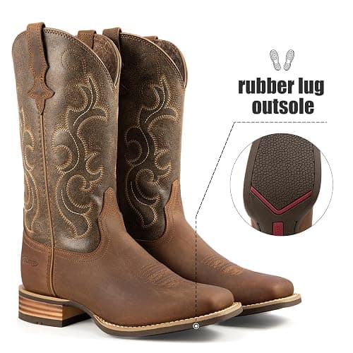 Palitutu Cowboy Boots for Women, Western Cowgirl Boots Genuine Leather hand-embroidered with patterns Mid Calf Chunky Heel for Country Concert Party Women Boots thumbnail 5