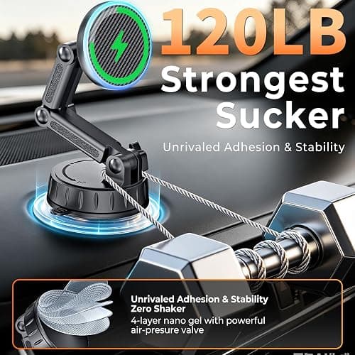 for MagSafe Car Mount Charger, Strong Magnetic Phone Holder for Your Car | Magnetic Adjustable Wireless Car Charger Fast Charging, Stable Phone Mount for Dash/Windshield, fits Phone 17 16 15 14 13 12 thumbnail 4