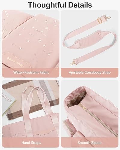 Marscamd Teacher Tote Bag for Work with 10 Pockets, 15.6" Laptop Water-Resistant Bag with Crossbody Strap for Women, College thumbnail 7
