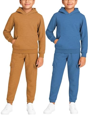 Quad Seven Boys Sweat Suit Set - 4 Piece Soft Fleece Pullover Hoodies and Athletic Cargo Jogger Sweatpants for Boys (5-18) - Image 1