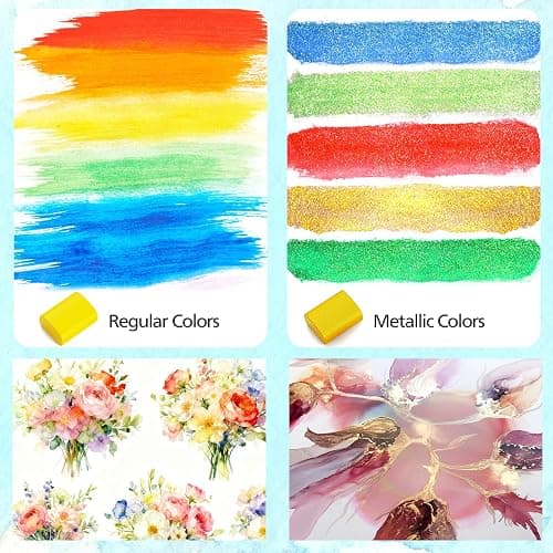 Caliart 128 Colors Watercolor Paint Set, Portable Art Supplies Palette Kit | Water Color Paints with Detail Paintbrush, Art Coloring Painting Gifts for Adults Professionals Beginners Artists thumbnail 5