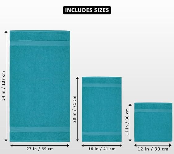 Utopia Towels 8 Piece Premium Towel Set, 2 Bath, 2 Hand, and 4 Wash Cloths, 600 GSM 100% Ring Spun Cotton, Highly Absorbent Towels for Bathroom, Gym, Hotel, and Spa, Teal thumbnail 3