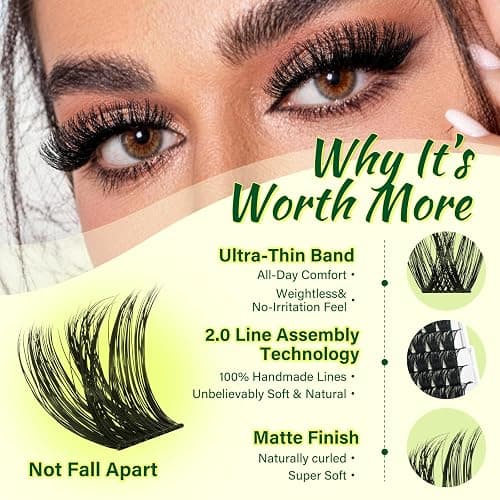 KEYYOU Lash Clusters Kit 144pcs Thick Volume D Curl Eyelash Clusters Lash Extension Kit with Mascara Brush Bond and Seal Glue Remover Applicators and Brush for DIY Lash Extensions (Y02) thumbnail 3