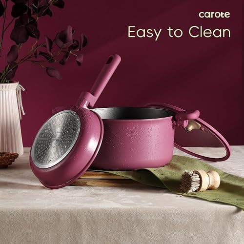 CAROTE Non Stick Pots and Pans Set, Cookware Sets Nonstick, Kitchen Cooking Set with Stay-Cool Handles,with Silicone Tools and Pot Protectors,17 Piece thumbnail 4