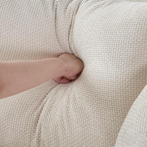 Antetek Oversized Round Chaise Longue Chair Indoor, Modern 55-inch Upholstered Waffle Chenille Deep Seat Circle Single Cloud Lounge Floor Sofa Chair for Living Room, Bedroom Apartment, Beige thumbnail 8